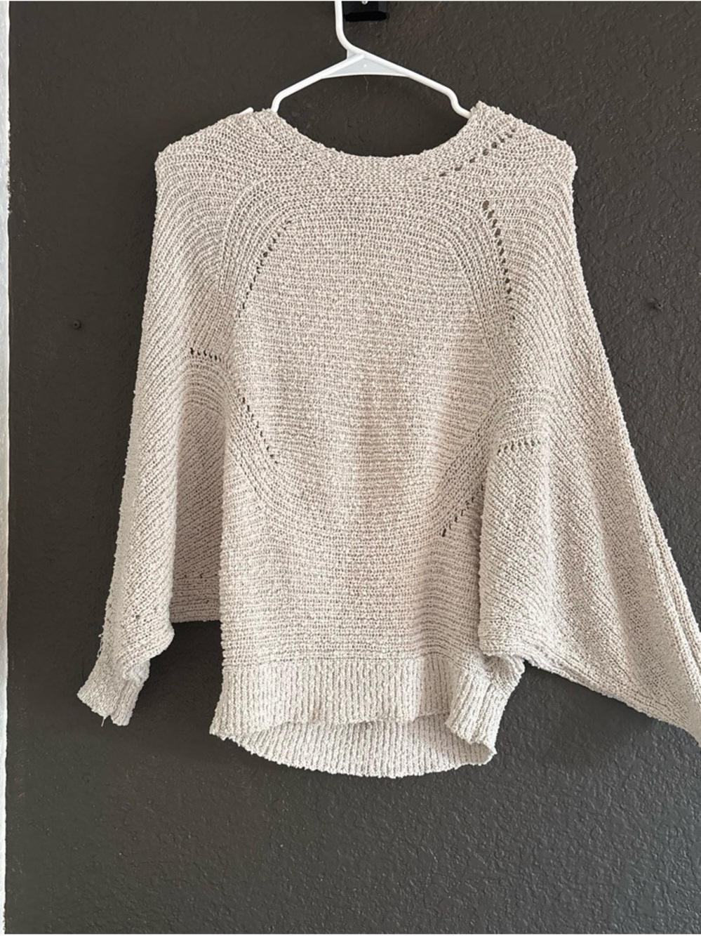 debut Cream Textured Knit Scoop Neck Sweater